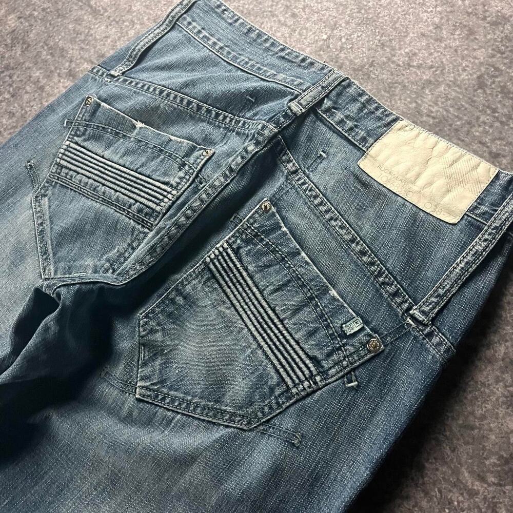 Vintage Y2K Rocawear Men’s Baggy Blue Jeans Hip Hop Distressed Denim - Picture 3 of 8
